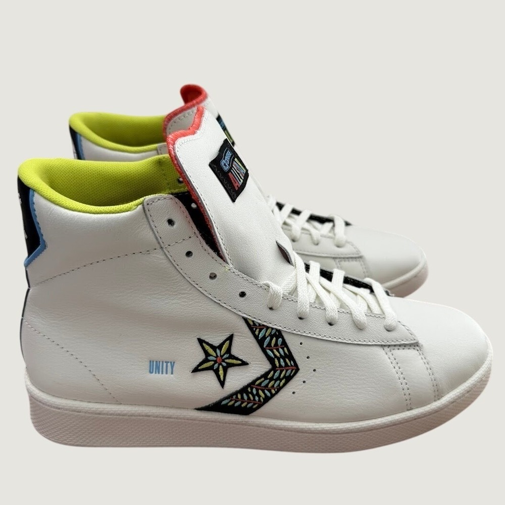 Converse Pro Leather Hi Peace Unity Shoes Mens 8.5 Womens 10 White 172187C